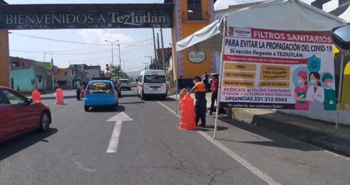 Se instalan filtros de sanidad en accesos vehiculares al municipio de Teziutlán