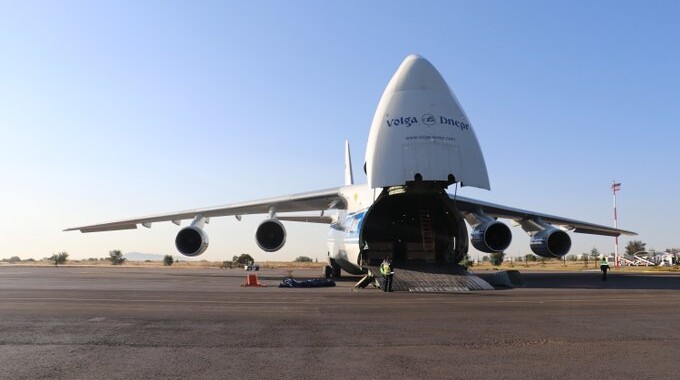 Antonov, el avión carguero más grande del mundo, aterrizó en el Aeropuerto Internacional “Hermanos Serdán”