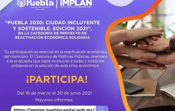Invitan a participar en concurso de políticas públicas “Puebla 2030”