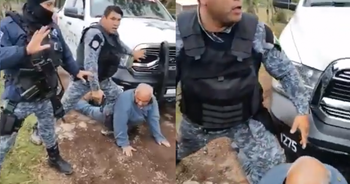 Policías de Huauchinango someten a hombre de la tercera edad