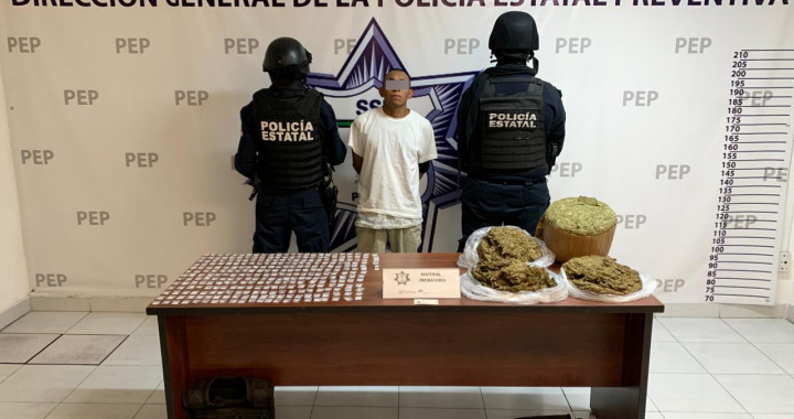 Detienen a un hombre con 12 kilos de aparente marihuana