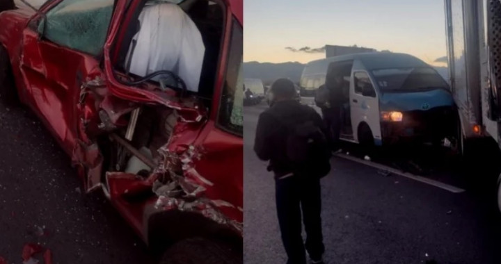 Doble choque en la autopista México- Puebla