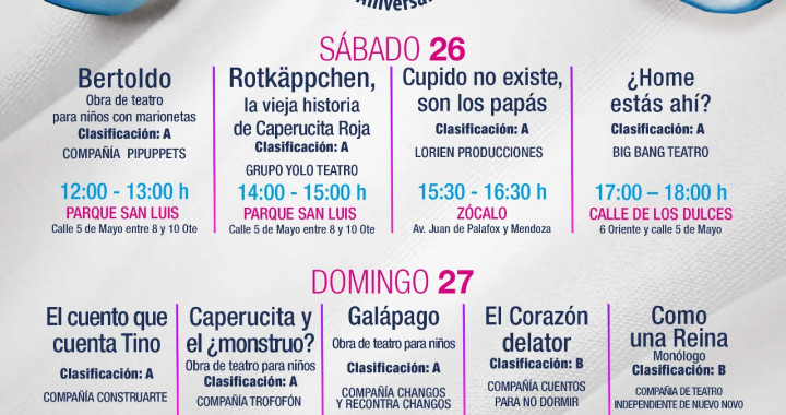 El Ayuntamiento de Puebla prepara gran Cartelera para celebrar fin de semana del Día Mundial del Teatro
