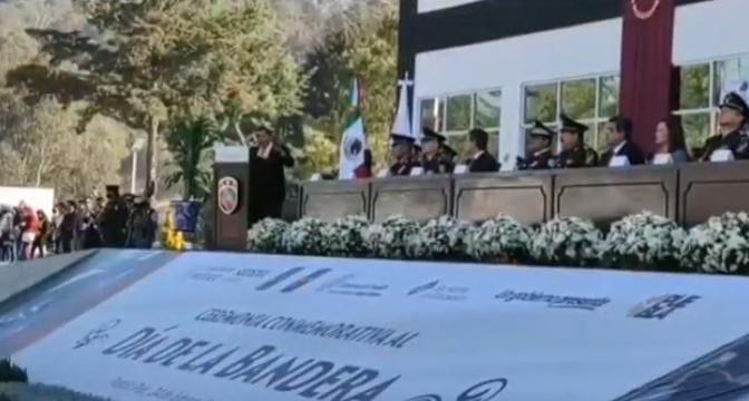 Sergio Salomón Céspedes encabeza ceremonia por el Día de la Bandera