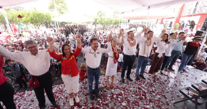 Dan la bienvenida 25 mil poblanos a Sheinbaum y a Armenta en la campaña ganadora