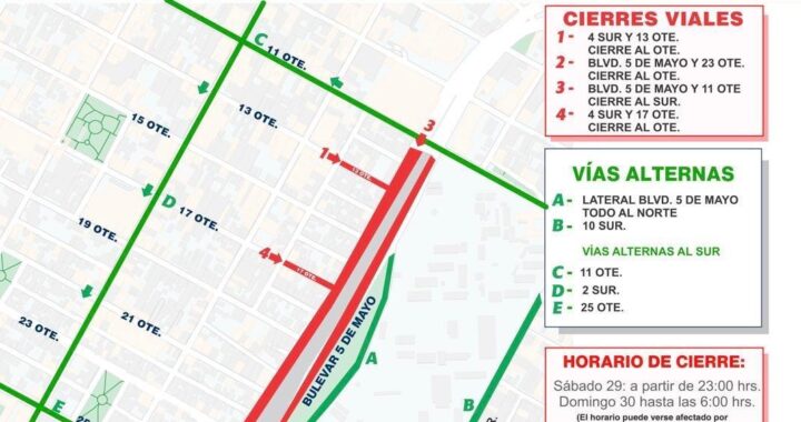 Arranca Ayuntamiento retiro de puente peatonal en Boulevard 5 de Mayo