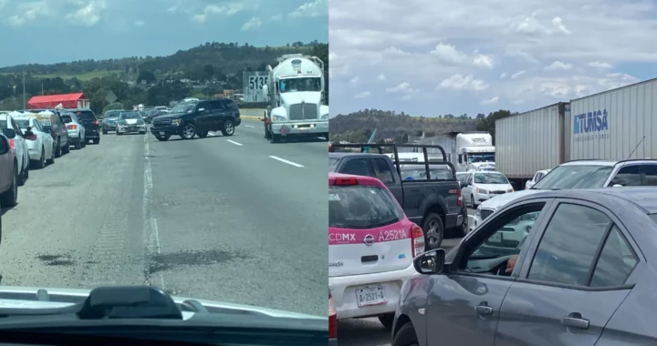 Provoca desorden cierre de circulación en la autopista México-Puebla