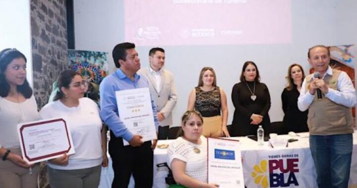 Turismo entrega certificaciones a hoteles y restaurantes de Puebla