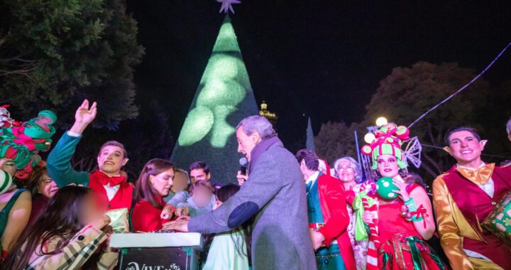 Lidera Chedraui encendido del Árbol de Navidad en el Zócalo de la Ciudad