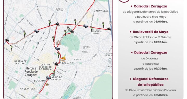 Implementará la SSC cierres viales por la realización del Desfile Conmemorativo de la Batalla del 5 de Mayo